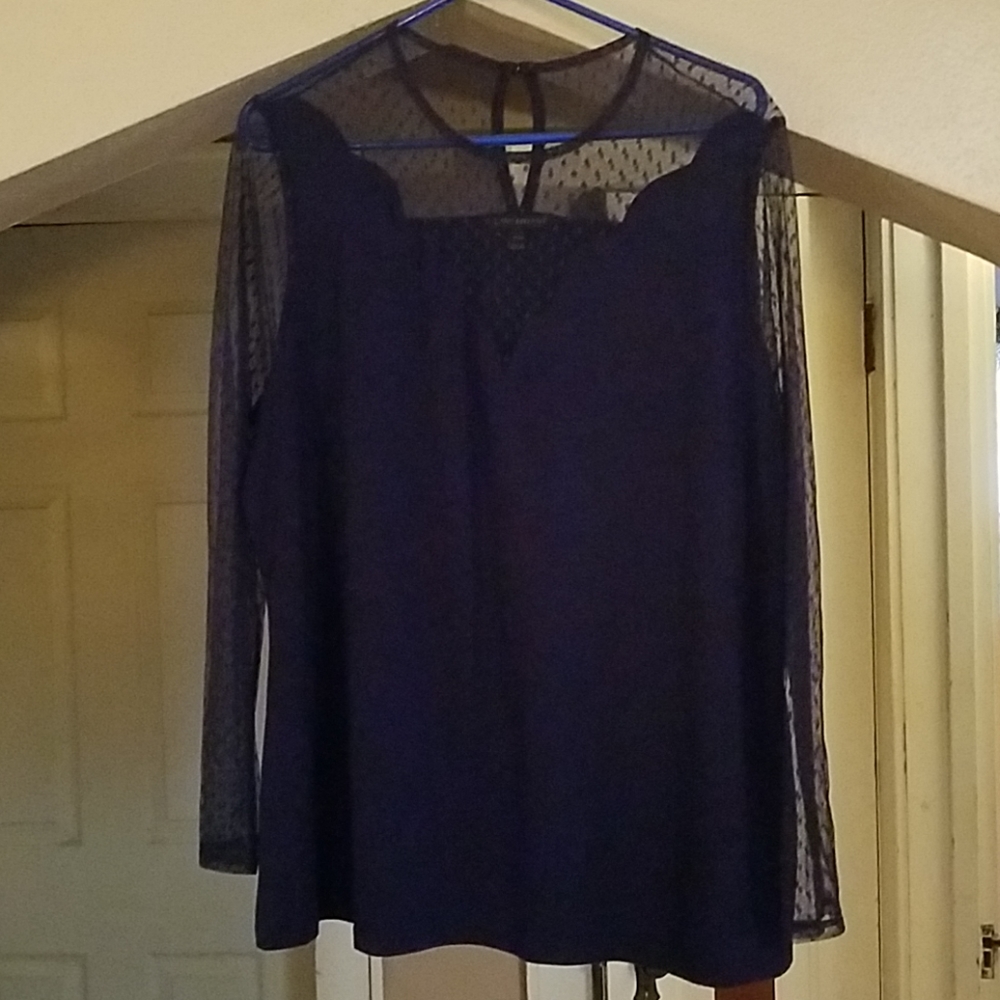Lane Bryant purple shirt with mesh collar